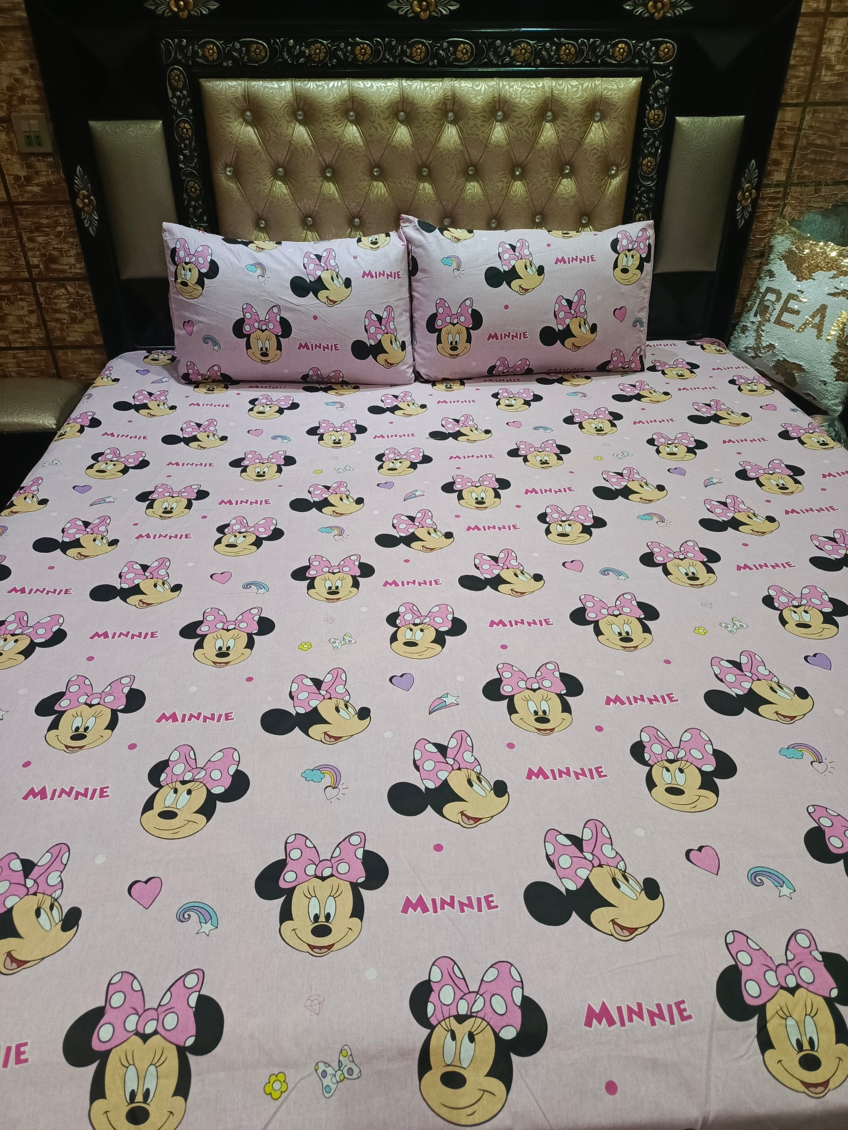 MINNIE PINK FACE COTTON BEDSHEETS ET-D135