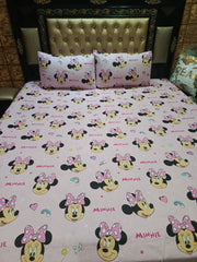 MINNIE PINK FACE COTTON BEDSHEETS ET-D135