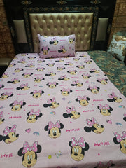 MINNIE PINK FACE COTTON BEDSHEETS ET-D135
