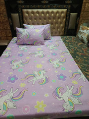 Unicorn Lilac Glow in the Dark Cotton Bedsheets