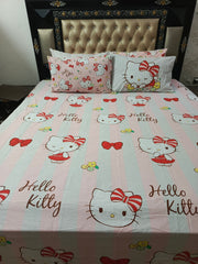 Hello kitty Pink Stripes Double Bedsheet
