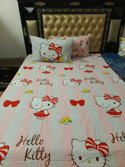 Hello kitty stripes pink cotton Bedsheets
