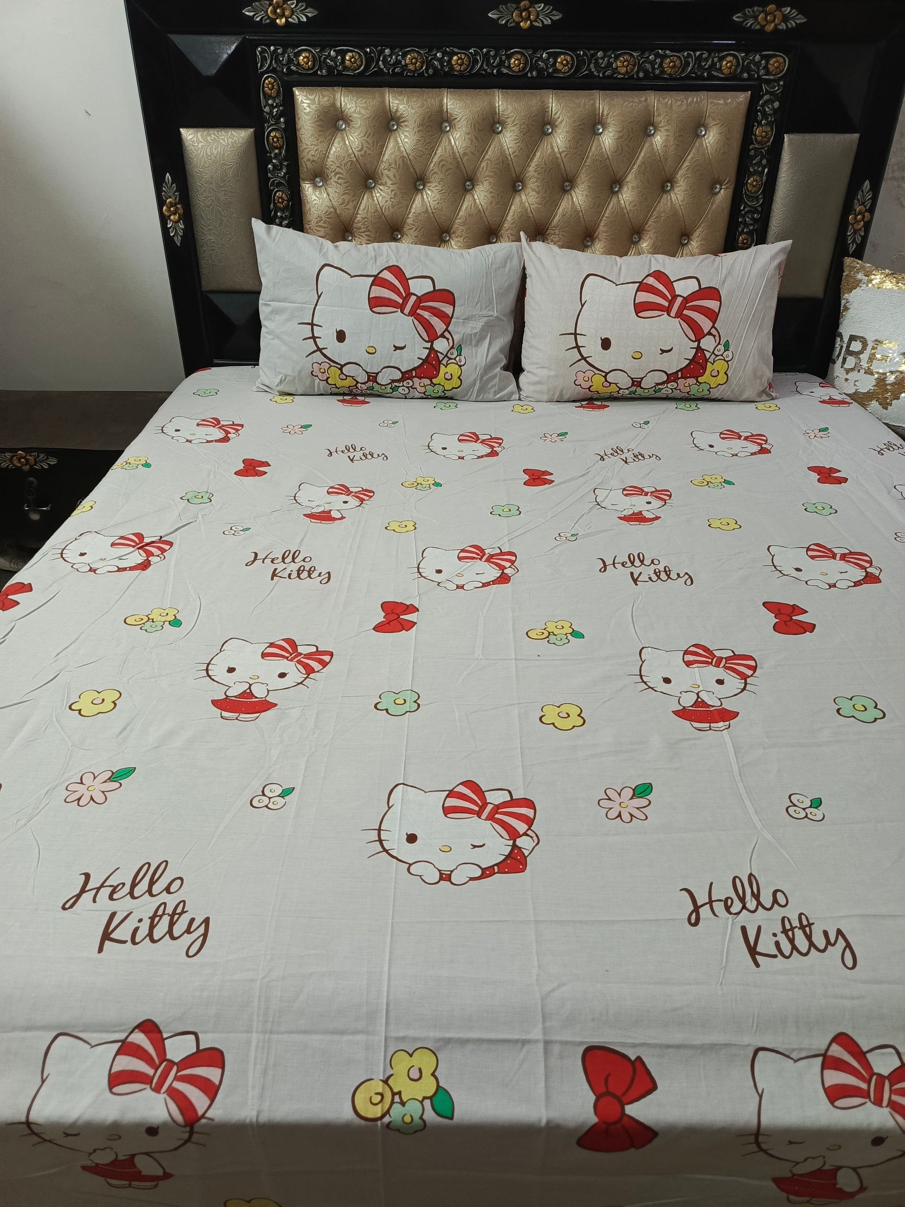 Hello Kitty Cotton Bedsheets All over Printed