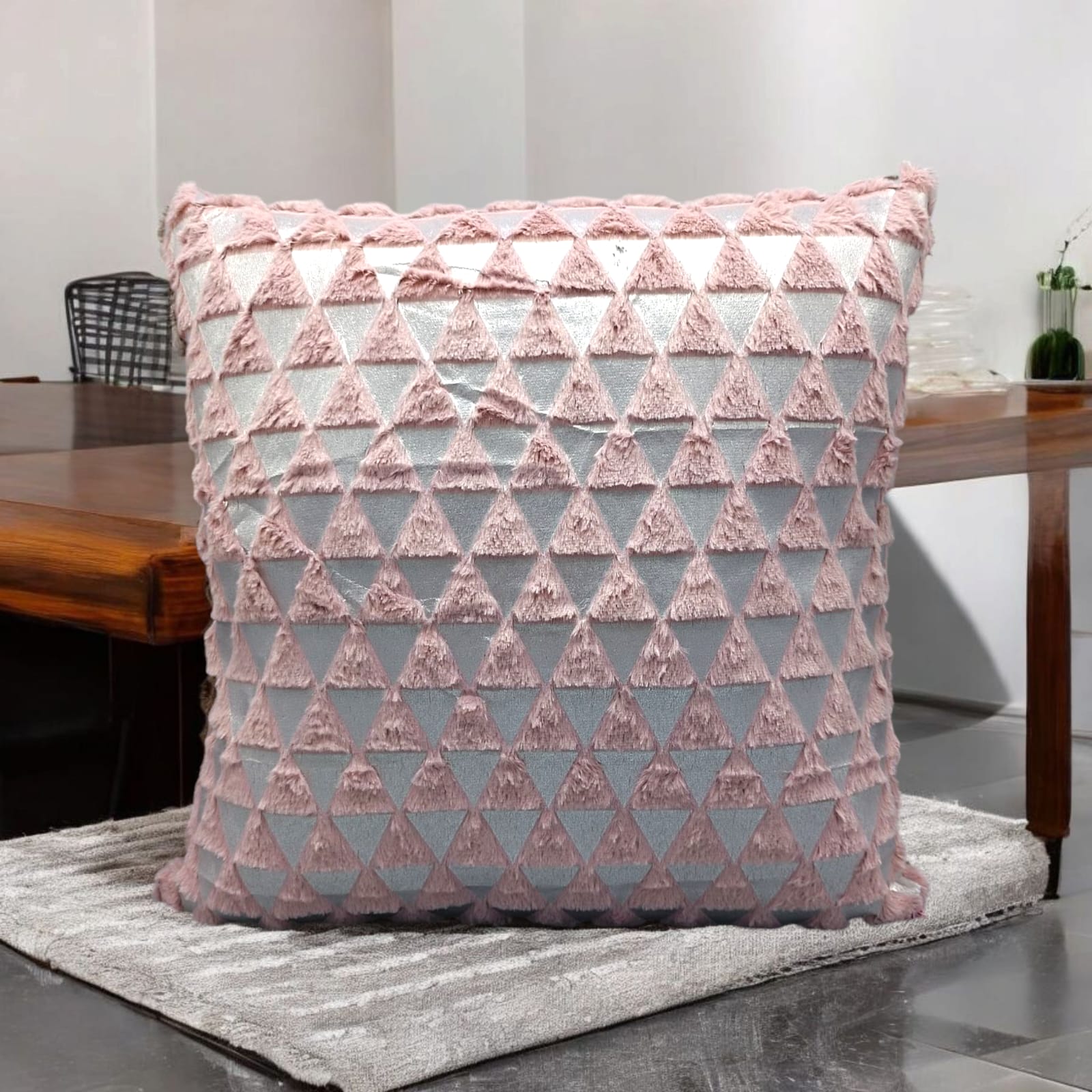 Farr Triangle Silver Foil Cushions Covers
