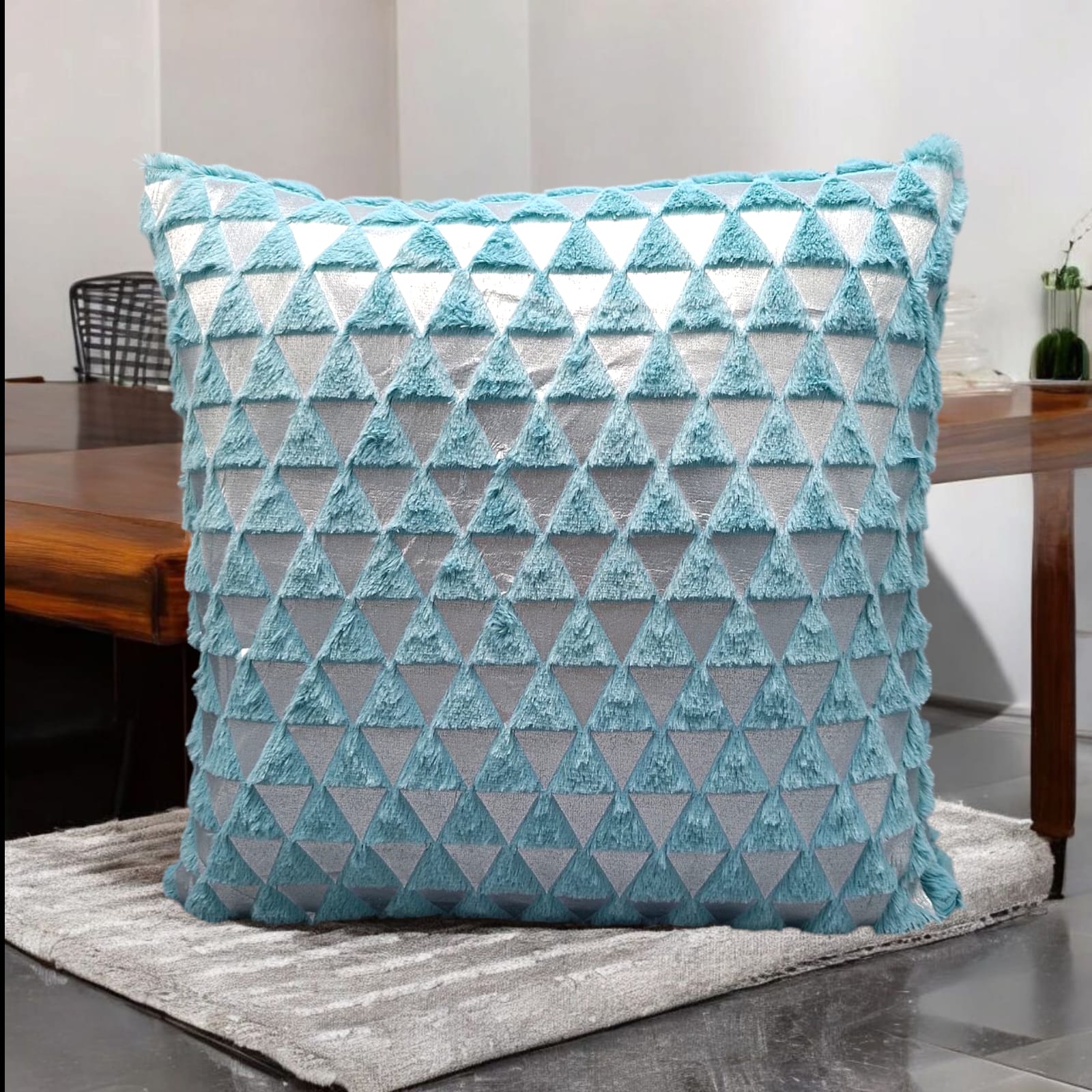 Farr Triangle Silver Foil Cushions Covers