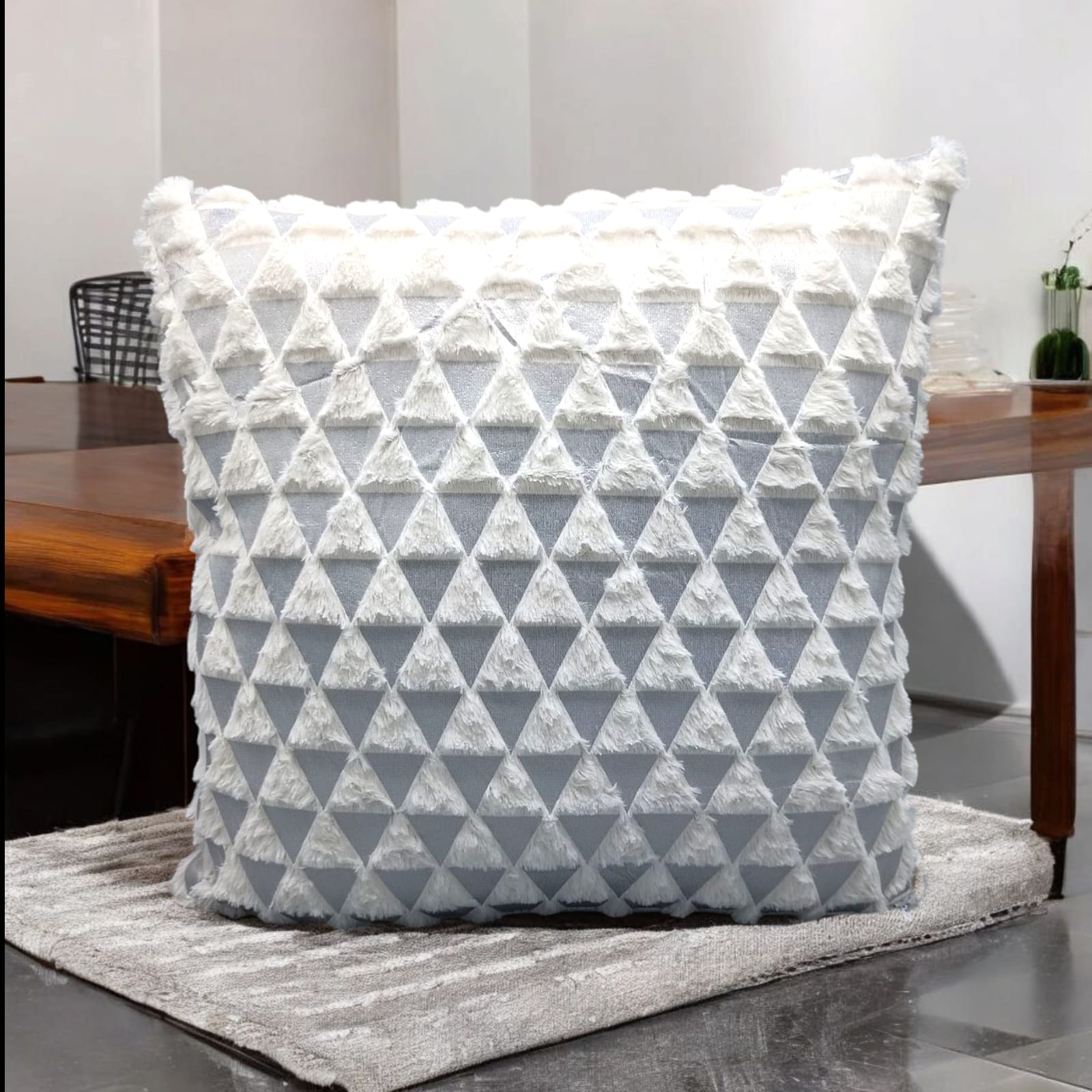Farr Triangle Silver Foil Cushions Covers