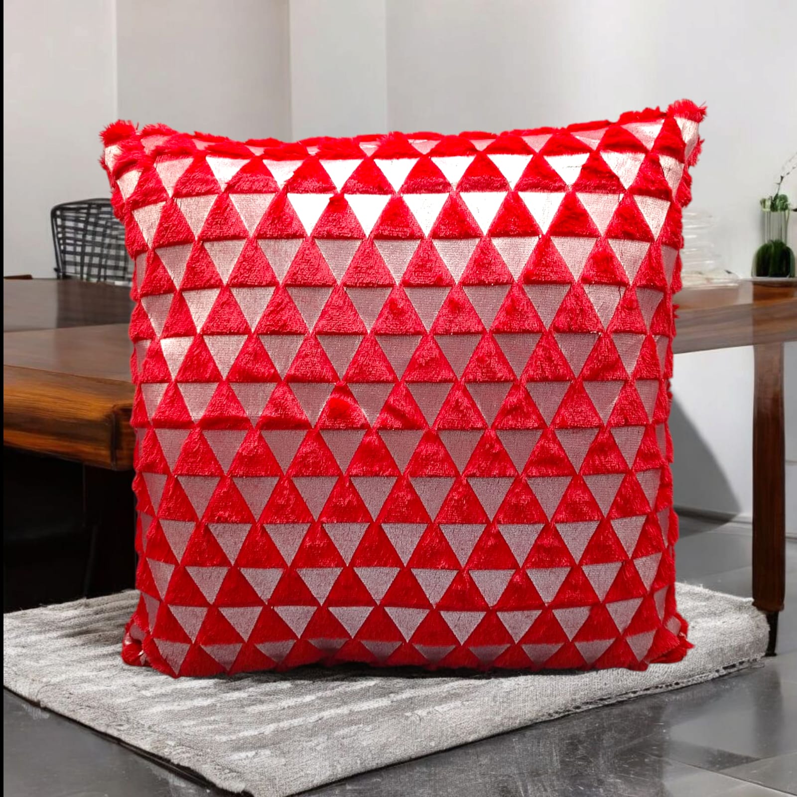 Farr Triangle Silver Foil Cushions Covers