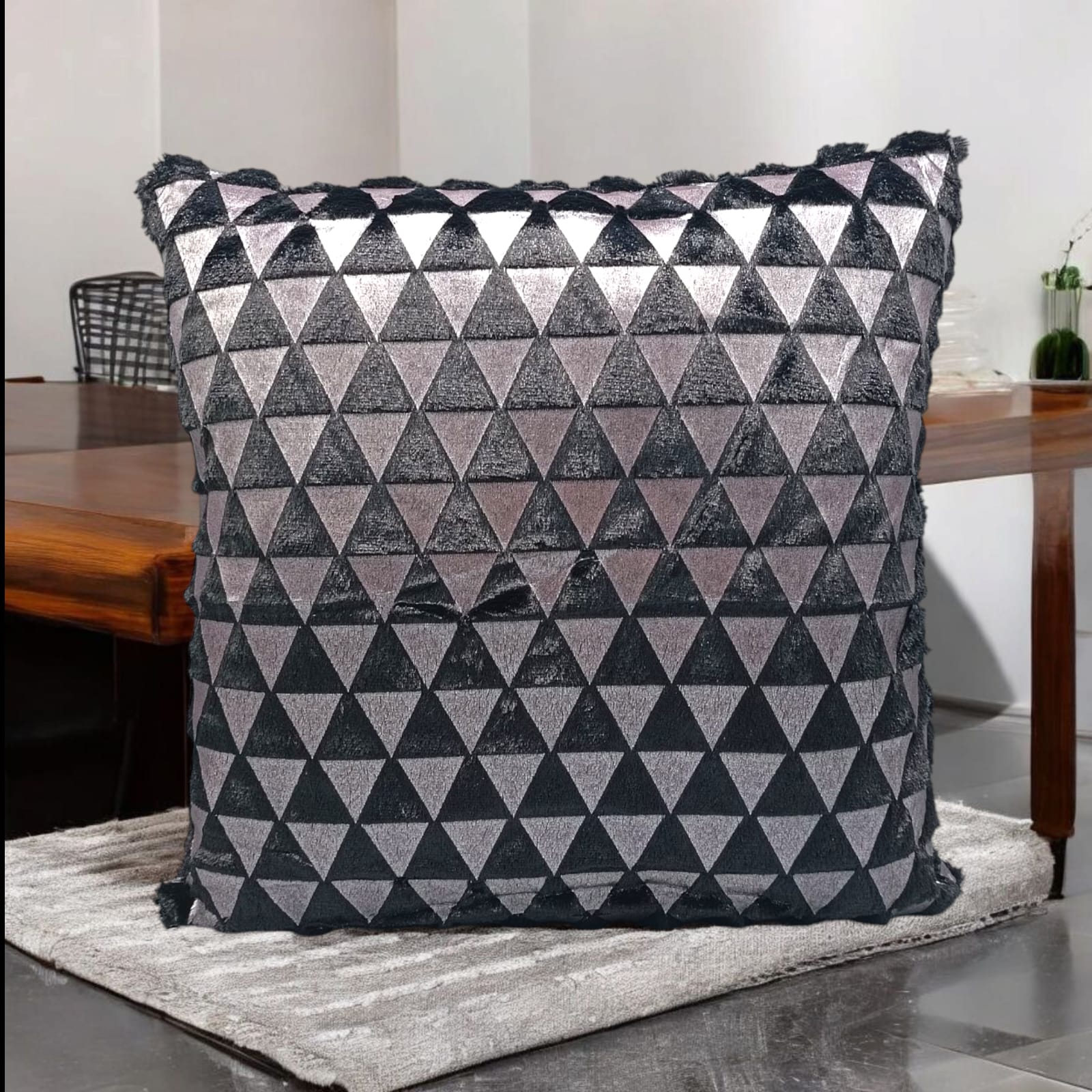 Farr Triangle Silver Foil Cushions Covers