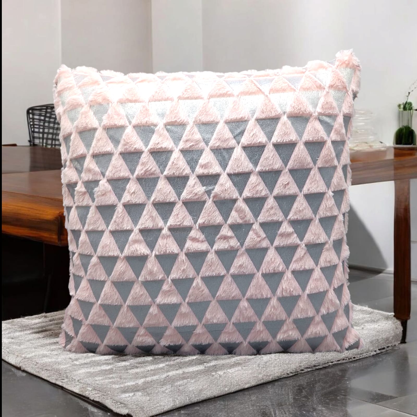 Farr Triangle Silver Foil Cushions Covers