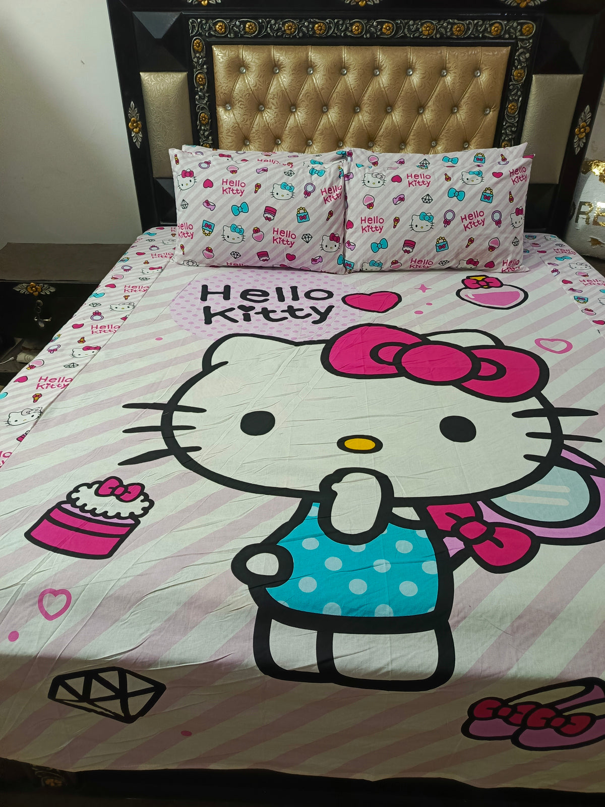 Hello kitty shoes makeup Double Bedsheet