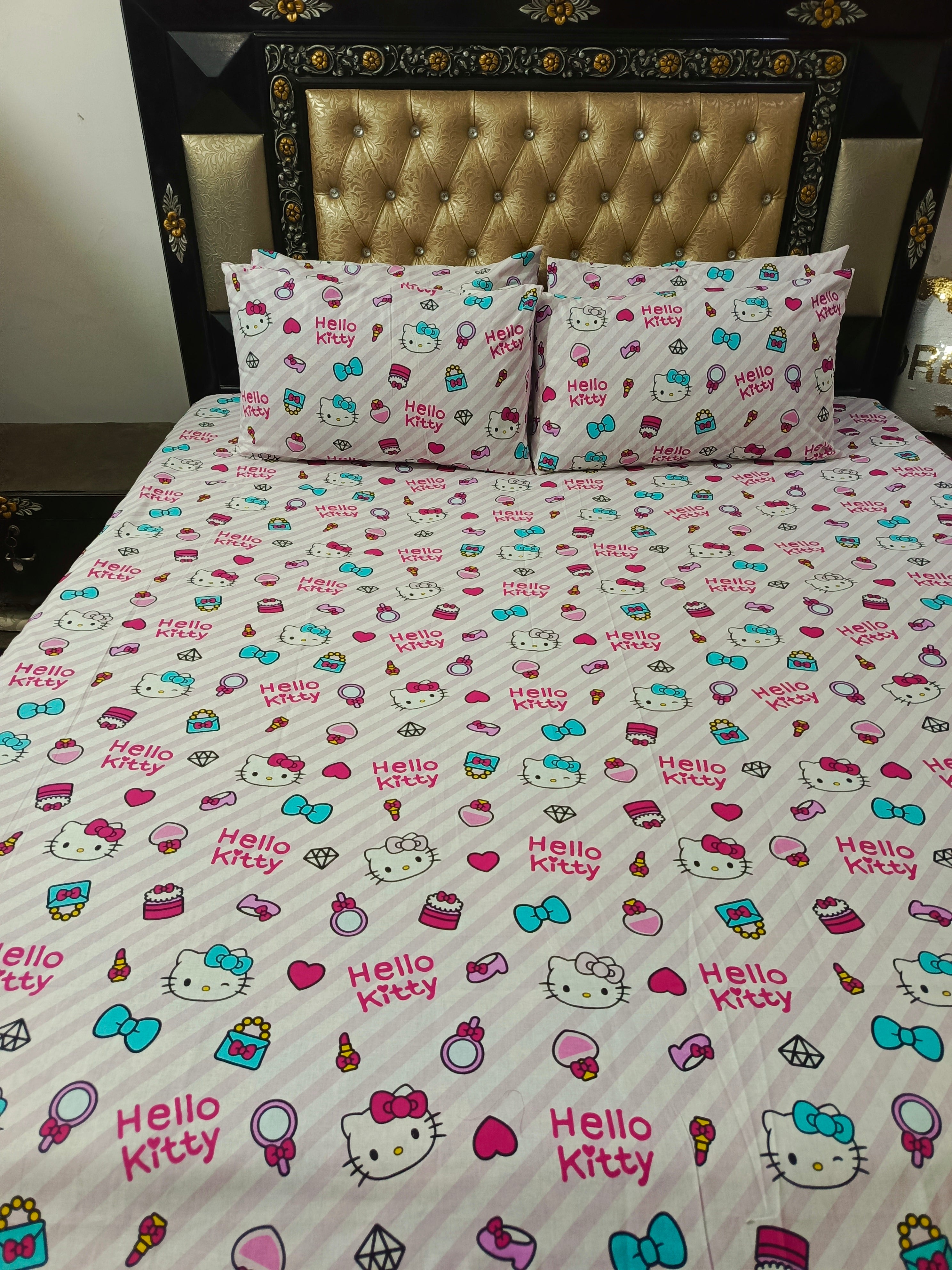 Hello Kitty Shoes Makeup Over All Bedsheets