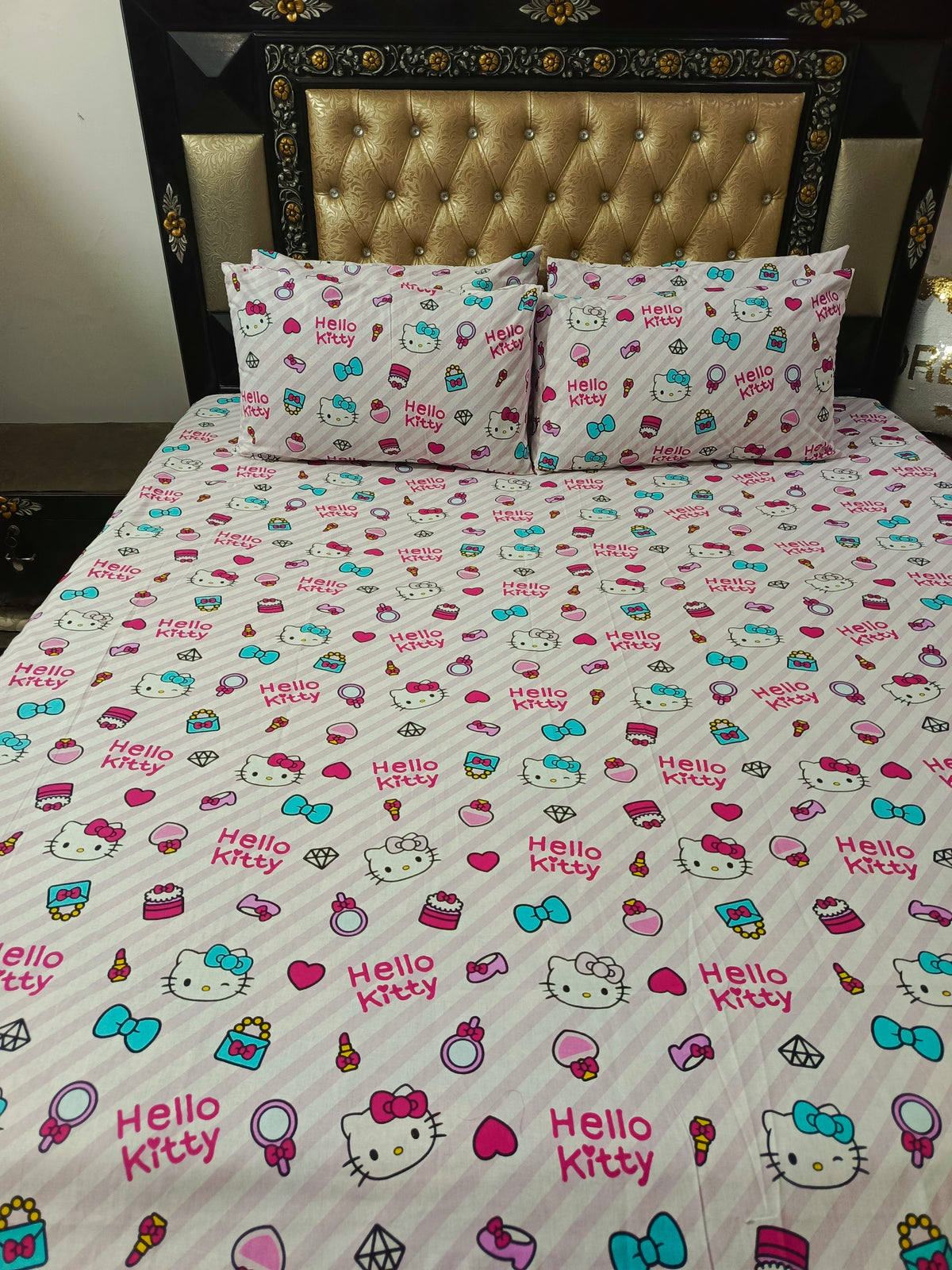 Hello kitty shoes makeup Allover Double Bedsheet