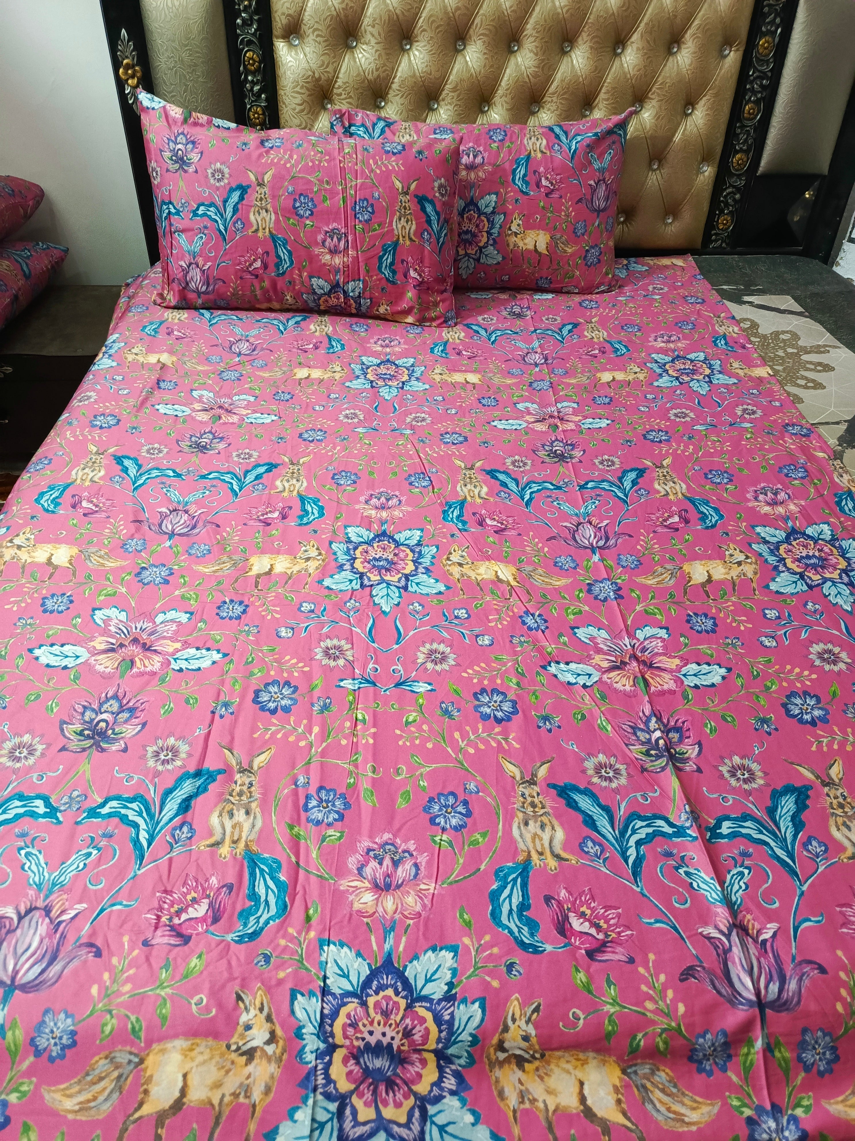 Pink Cotton sateen Bedsheets
