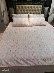 Pink Cherry Florals Cotton Bedsheets