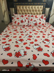 Hello kitty Red Hearts Double Bedsheet