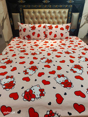 Hello Kitty Hearts All over Cotton Bedsheets