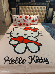 Hello Kitty Red Hearts  Cotton Bedsheets