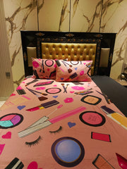 Girls Favorite Makeup Cotton Bedsheets, Duvet, Comforter