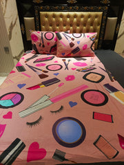 Girls Favorite Makeup Cotton Bedsheets, Duvet, Comforter