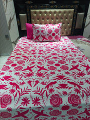 Hot Pink Flowers Cotton Bedsheet