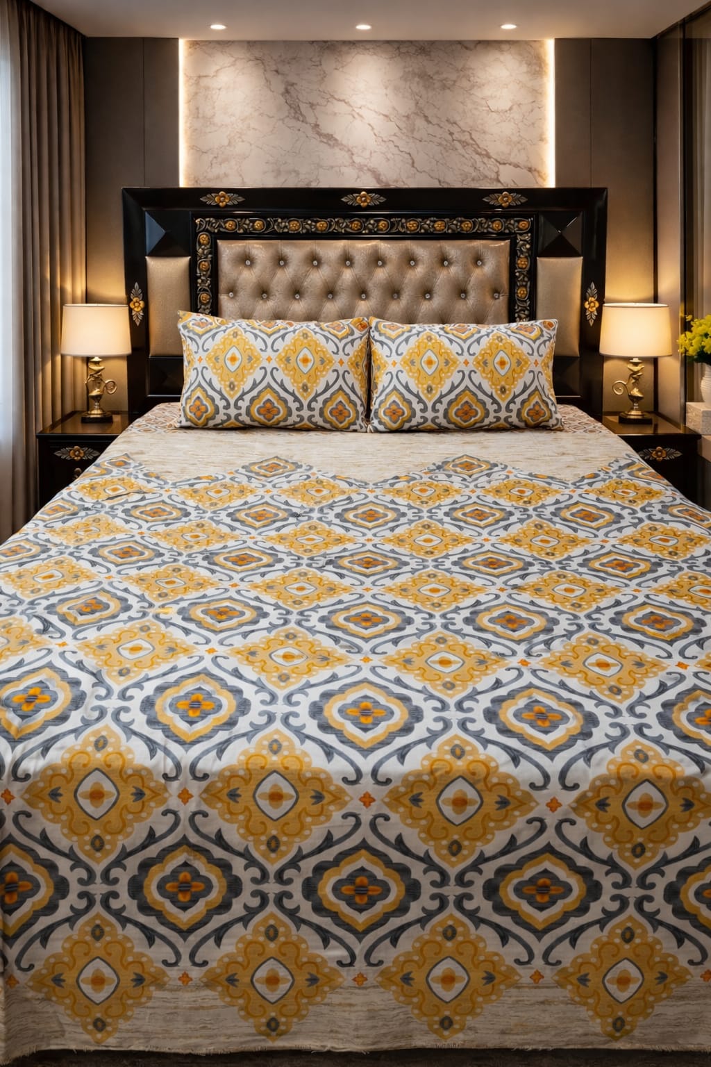 Golden Skin Motives Pure Cotton King Size Bedsheets