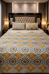Golden Skin Motives Pure Cotton King Size Bedsheets