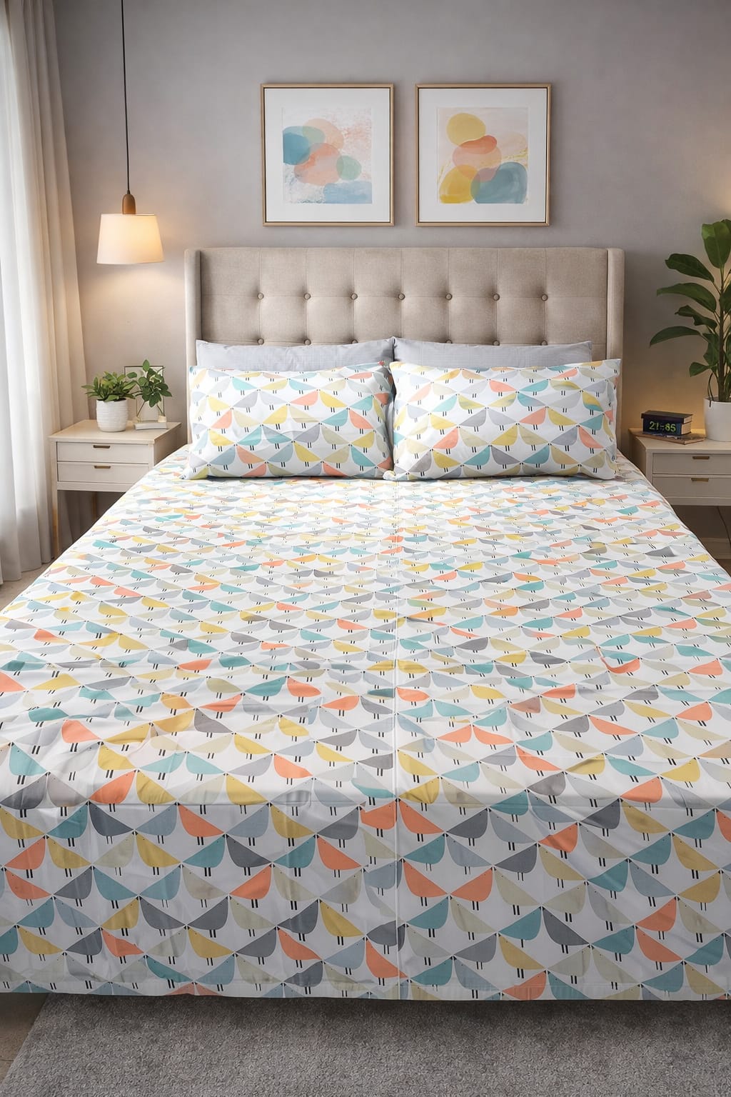 Minimal Bird Charm– Pure Cotton Double Bedsheet”