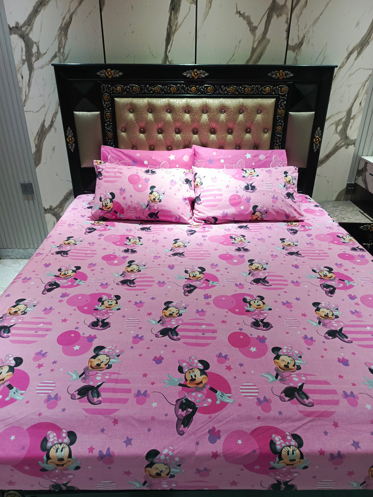 Little MiniMouse Cotton Double Bedsheets