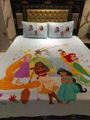 Rapunzel Cindrella Bella Princess Cotton Double Bedsheets
