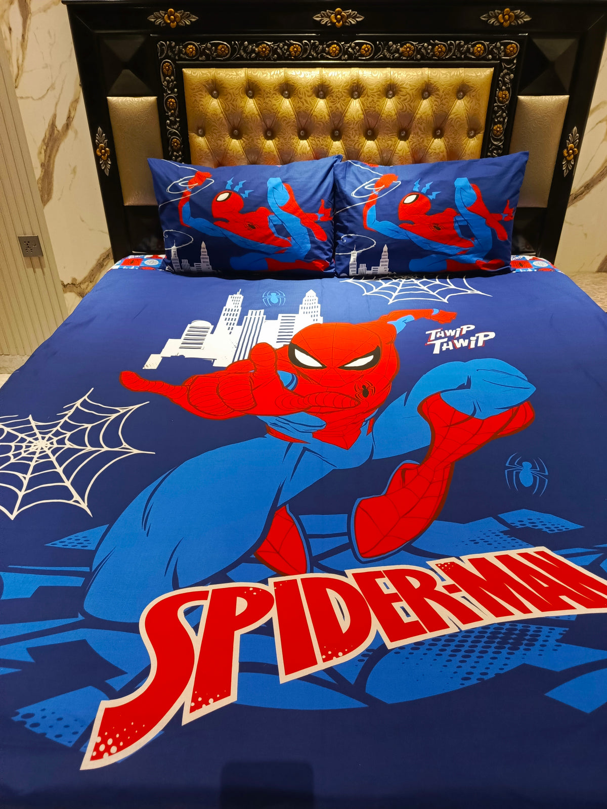 Spiderman Thwip Thwip Cotton Double Bedsheets