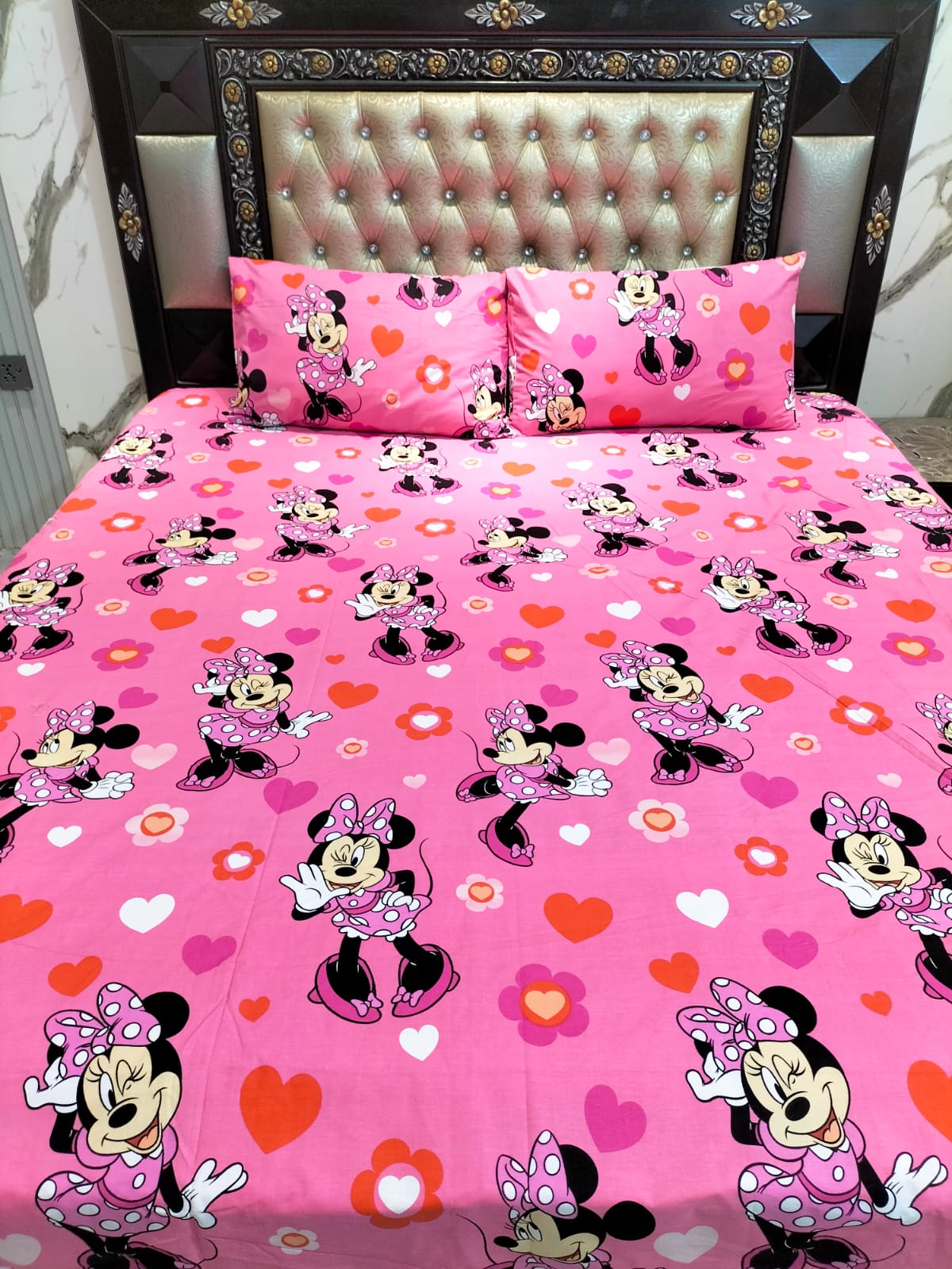 Minnie Mouse Sweet Fantasy 🌸Cotton Double Bedsheets
