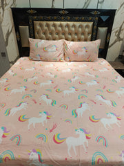 Unicorn Rainbow Double Bedsheets