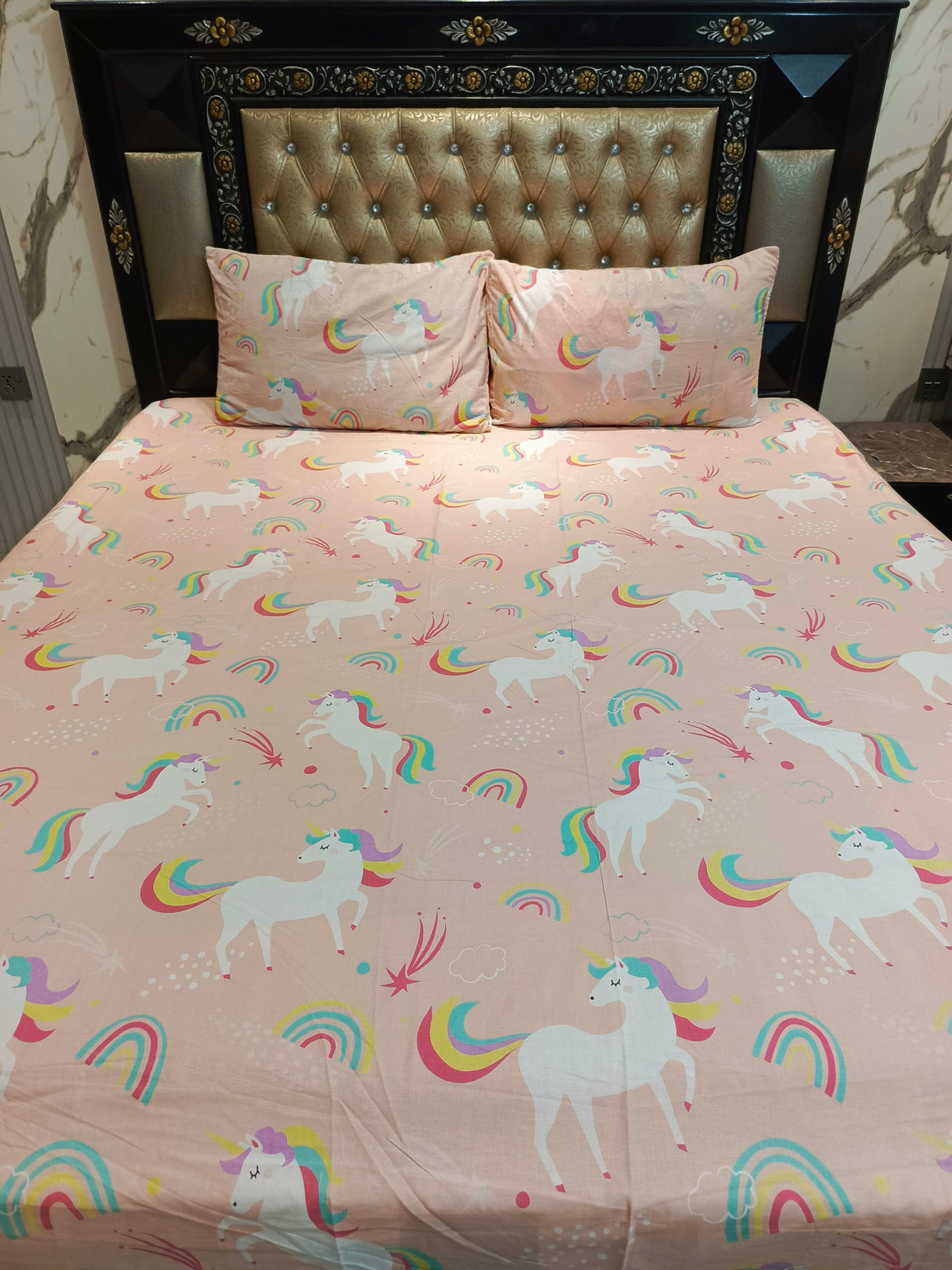 Unicorn Rainbow Double Bedsheets