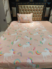 Unicorn Rainbow Cotton Single Bedsheets