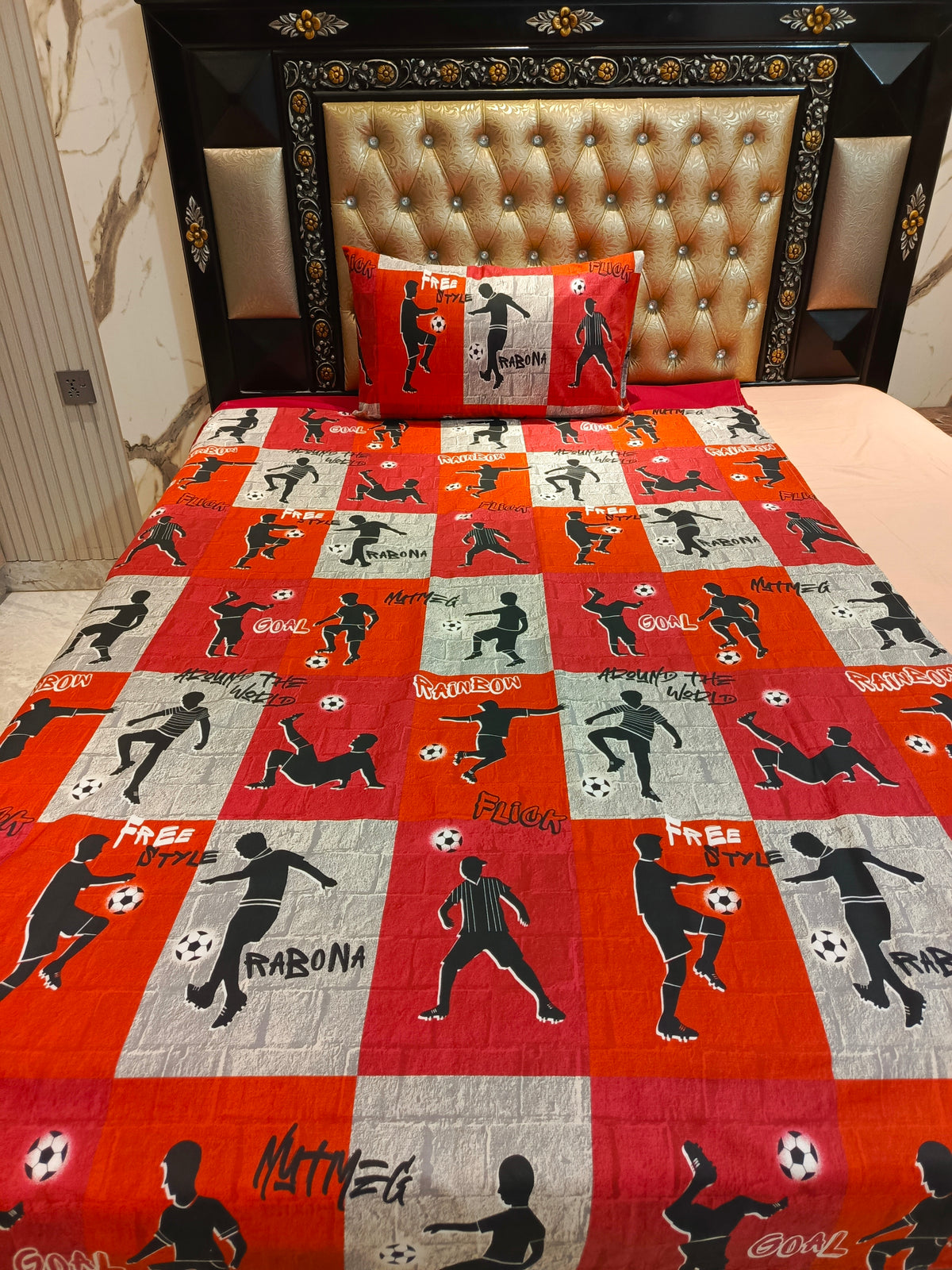Football Players Cotton Single Bedsheets