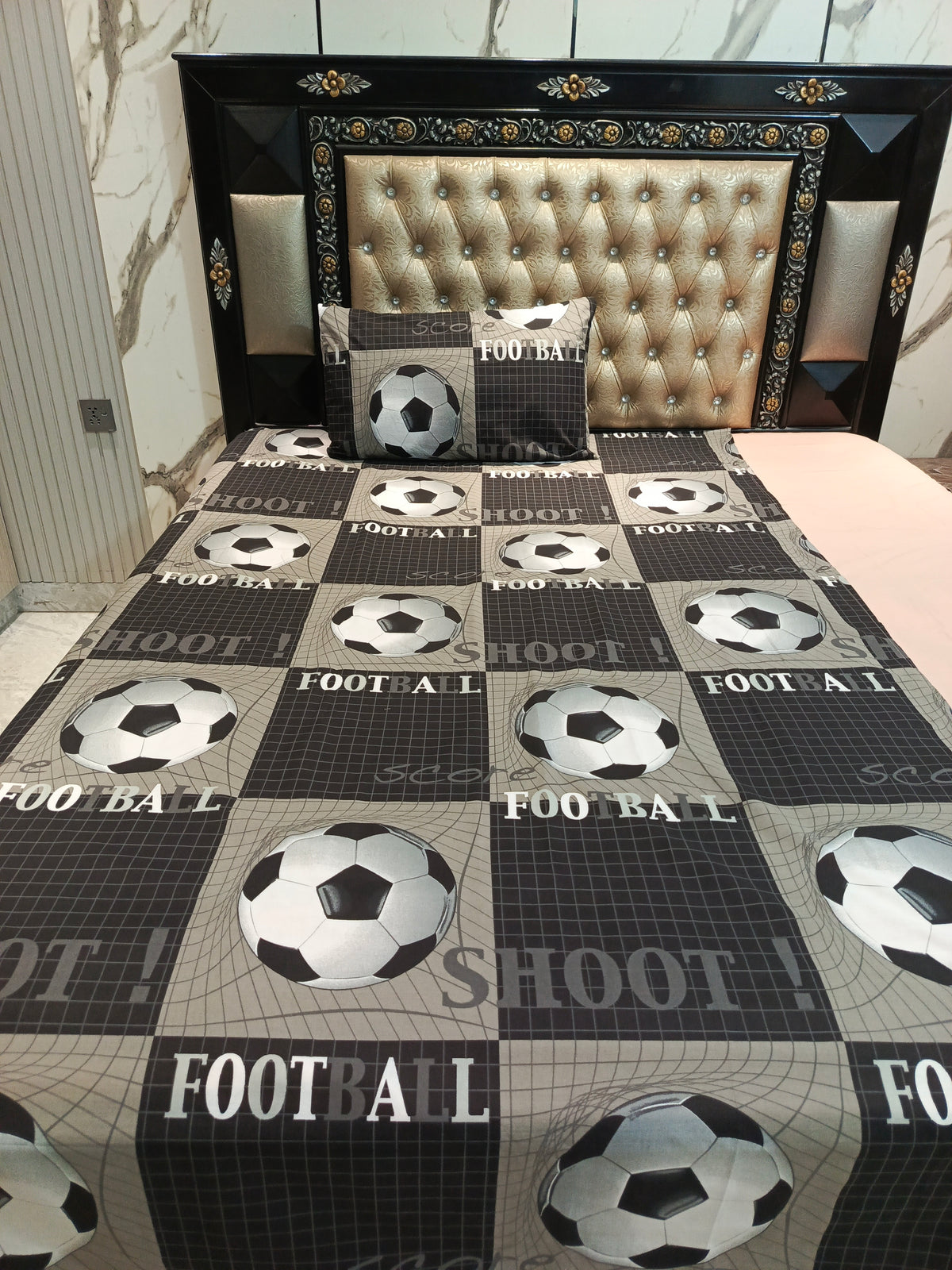Football Shoot Cotton Single Bedsheets