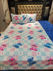 Sweet Stitch & Angel Grid Cotton Single Bedsheets