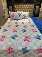 Sweet Stitch & Angel Grid Cotton Single Bedsheets