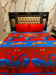 SpiderMan Marvel Red Theme cotton Double Bedsheets