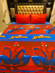 SpiderMan Marvel Red Theme cotton Double Bedsheets