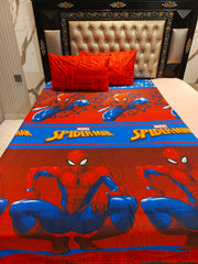 SpiderMan Marvel Red Theme cotton single Bedsheets