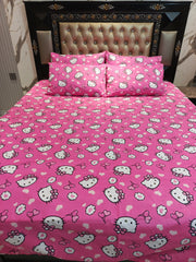 Hello Kitty Little Hot Pink Cotton Double Bedsheets