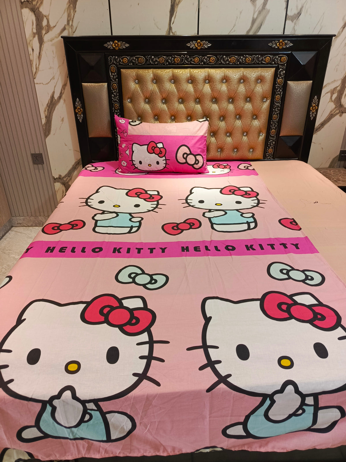 Hello Kitty Hot Pink New Cotton Single Bedsheets