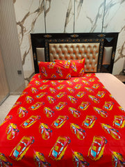 Red McQueen Cars Cotton Bedsheets