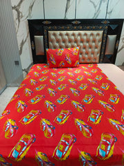 Red McQueen Cars Cotton Bedsheets