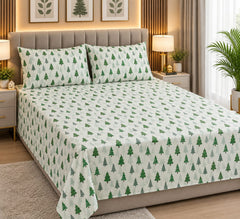 Pine Tree Meadow Cotton Double Bedsheets