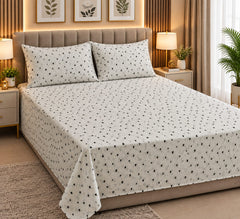 Green Leaflet Scatter Cotton Double Bedsheets