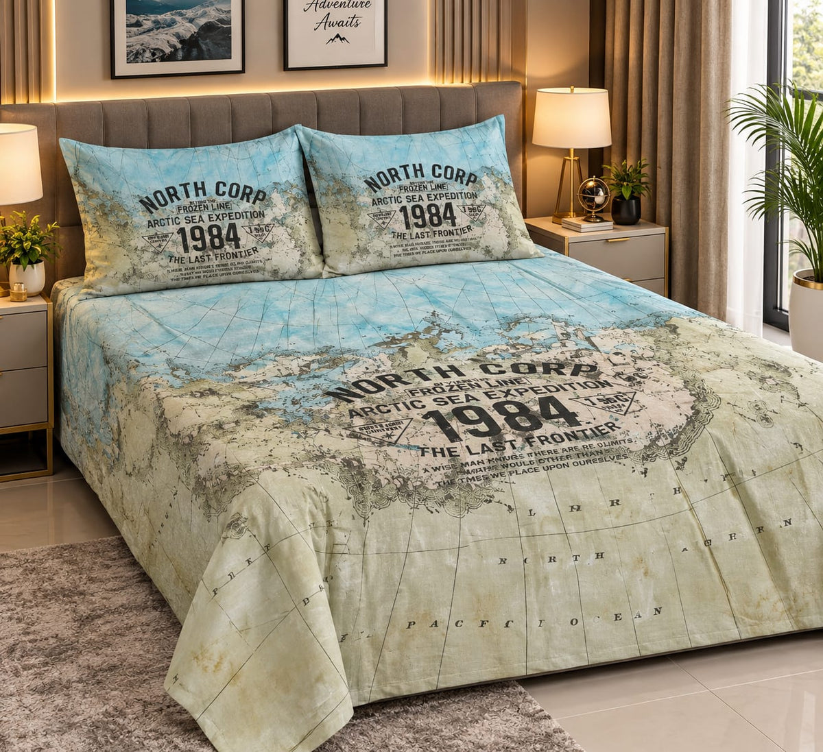 Arctic Sea Expedition Cotton Double Bedsheets