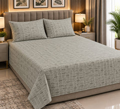 Morning Mist Grey Cotton Double Bedsheets