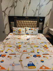 Trucks & Diggers Cotton Double Bedsheets